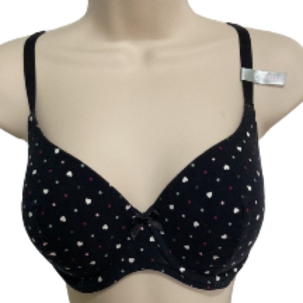 AMBRIELLE Hearts Organic Cotton Full Coverage Underwire Bra Womens 32DD NWT